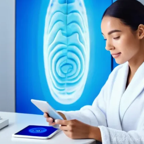 천연화장품 맞춤형 컨설팅 서비스 - **Prompt:** A young adult, with clear and healthy skin, wearing a simple, modest white spa robe. The...