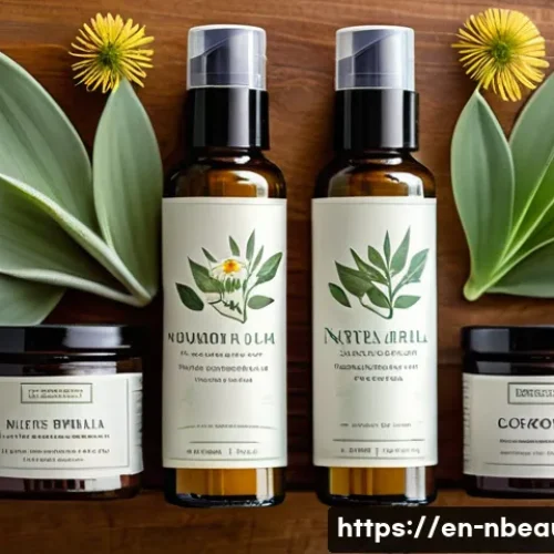 천연화장품과 오가닉 코스메틱 차이 - A bright and clean flat lay of natural skincare ingredients and products on a rustic wooden table, f...