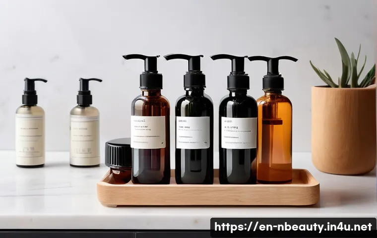 천연화장품 사용 기한 - A cozy, softly lit bathroom shelf featuring an organized collection of natural skincare products in ...
