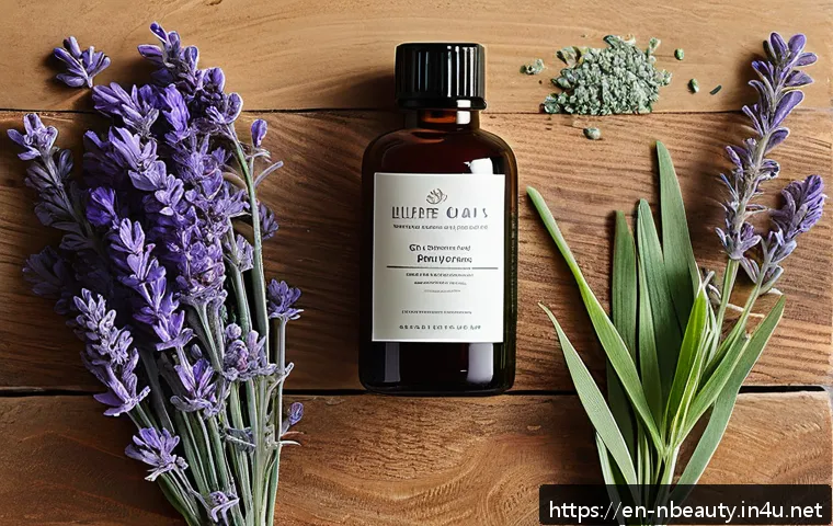 천연화장품과 인공 향료 차이 - A serene, natural skincare scene showcasing a variety of botanical ingredients like chamomile flower...