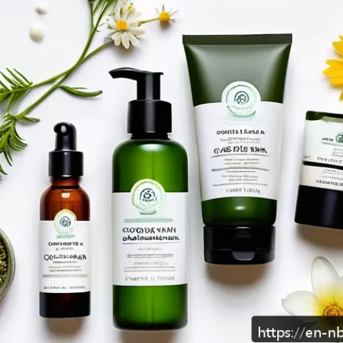 천연화장품 유기농 인증 기준 - A clean, minimalist flat lay of certified organic skincare products from different brands, each clea...